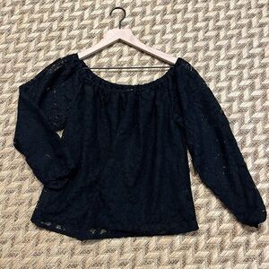 Hollister Top - Women’s Medium Black - Lace Floral Off the Shoulder